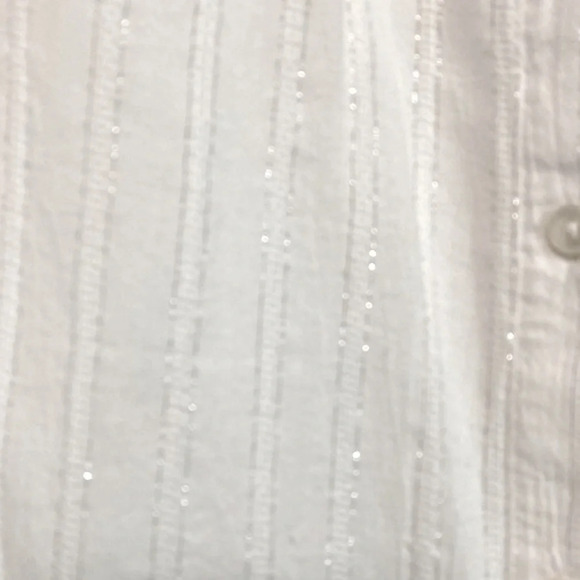 Madewell White Metallic Shimmer Stripe Peasant Top Size M - Picture 6 of 10